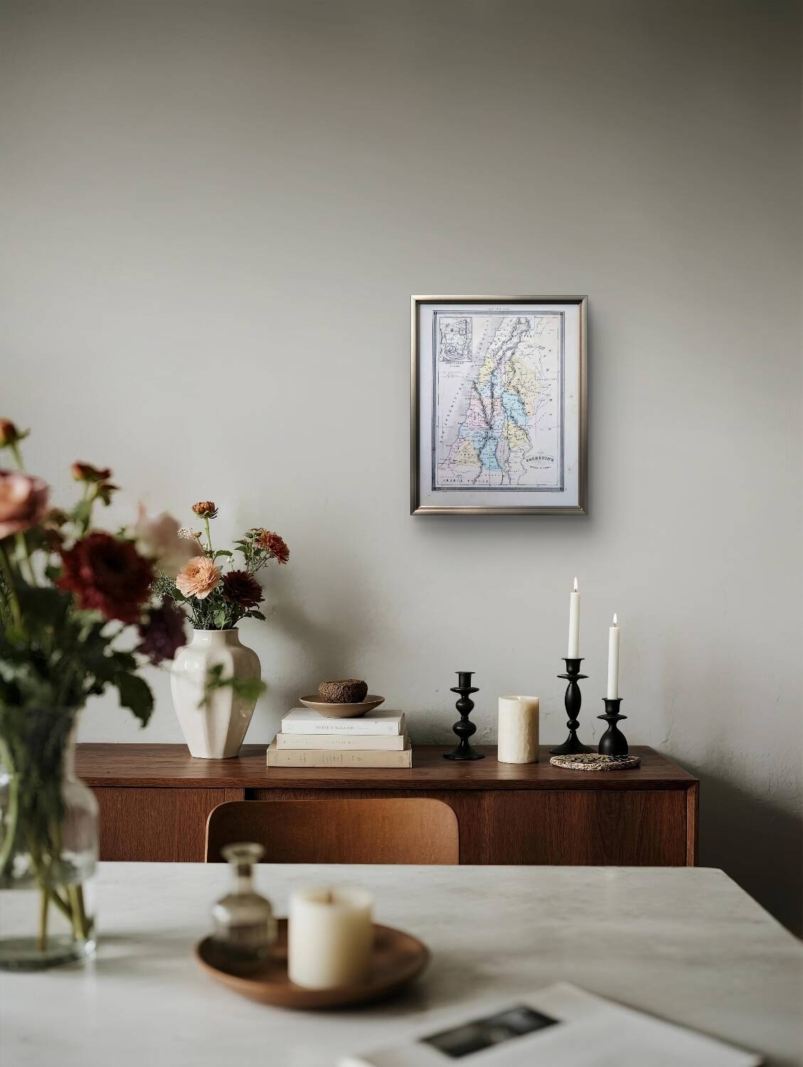 Palestine, old map, printed in 1852.