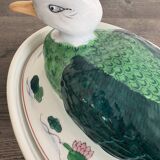 Large covered duck-shaped porcelain pot in China
