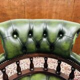 Classic English Green Chesterfield Captain Chair
