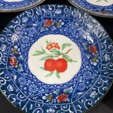 Set of 10 signed porcelain dessert plates with fruit decoration