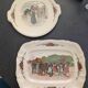 Two earthenware dishes from Obernai signed Henri Loux.