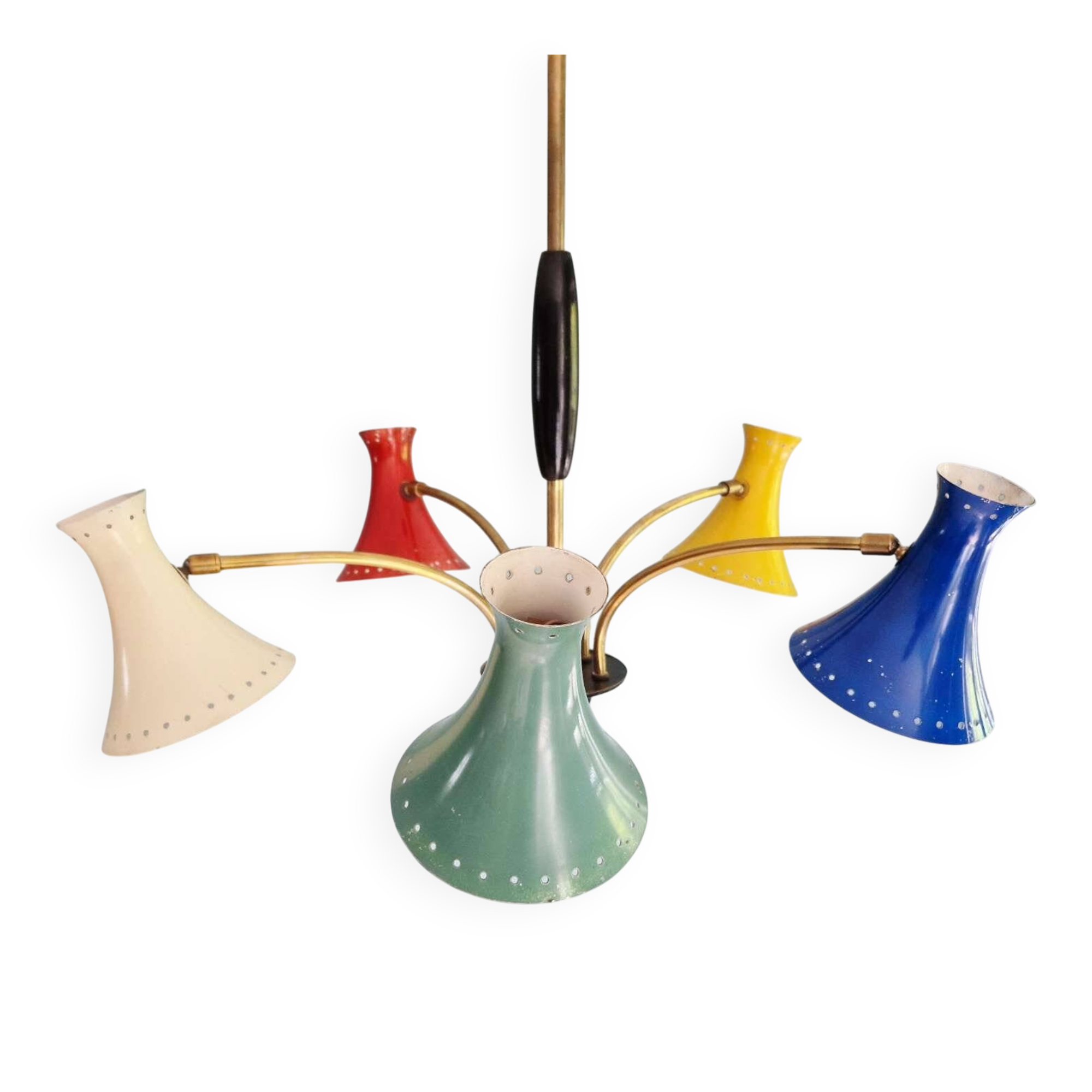 Articulated Diabolo chandelier, Italian design, 1950s-60s