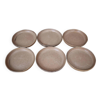 6 Old Vintage Stoneware Coasters