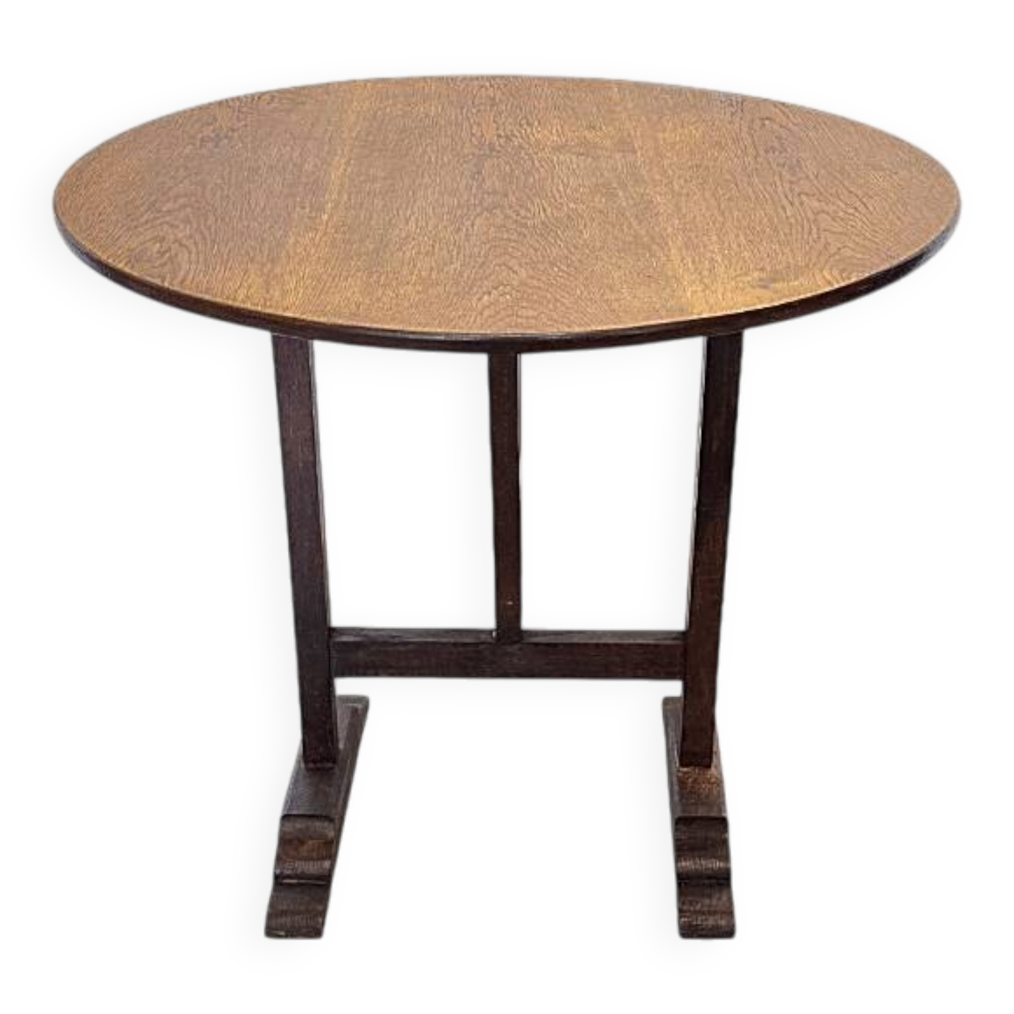 Table d'appoint vigneron en chêne français antique, début des années 1900.