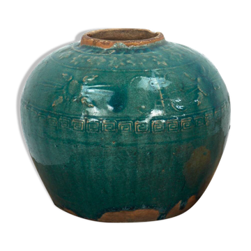 Ancien vase en céramique vert émeraude (c.1820)