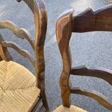 4 wooden country straw chairs