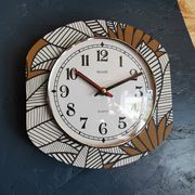 Vintage silent wall clock pendulum 60s "Silvoz black and white"