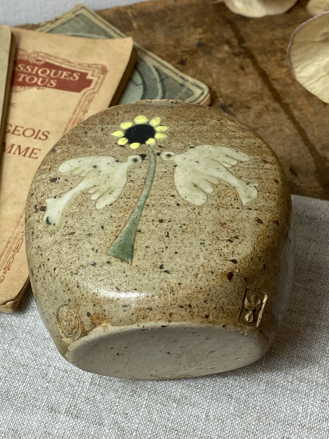 Stoneware flower pick, Noël Vassard, 1970