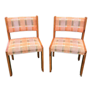 Chaises tissus et bois vintage