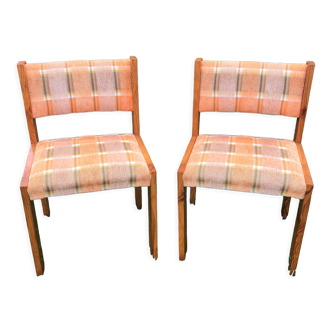 Chaises tissus et bois vintage