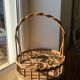 Panier vintage porte bouteille en osier rotin