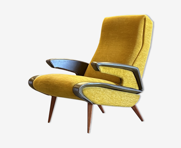 Vintage velvet and skai armchair