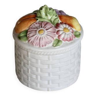 Vintage ceramic candy box with braided and slip
