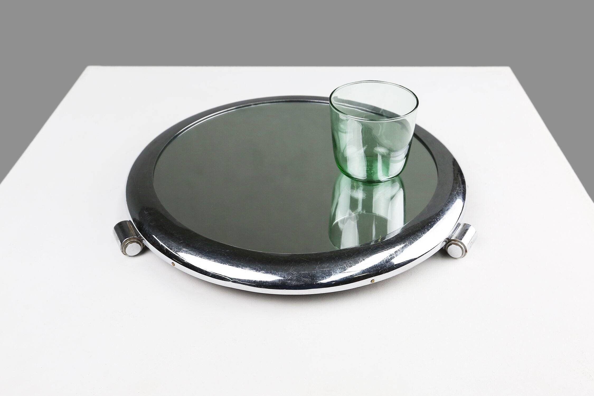 Chrome and mirror Art Deco Serving Tray, Belgium 1930s