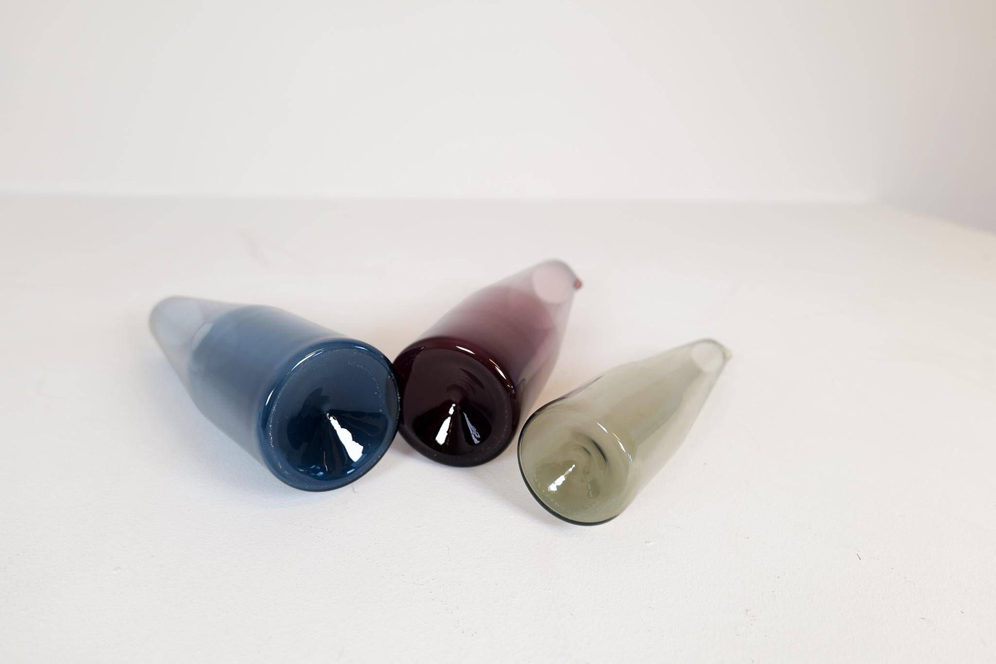 Midcentury Collection of 3 Bird Carafes by Iittala, Timo Sarpaneva, Finland, 1950s