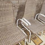 Set of 4 wicker armchairs 1970