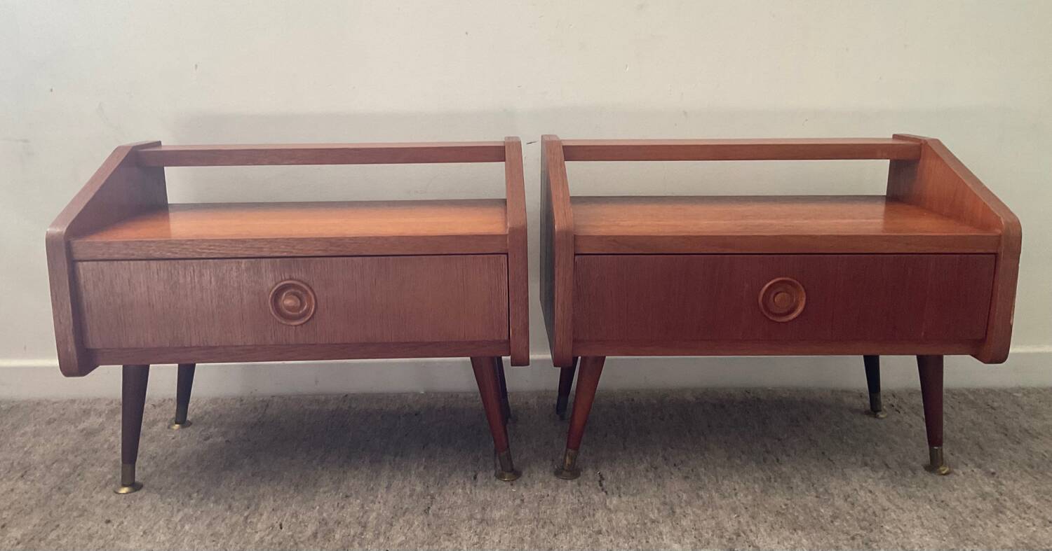 Pair of Scandinavian teak bedside tables from the 60s-70s