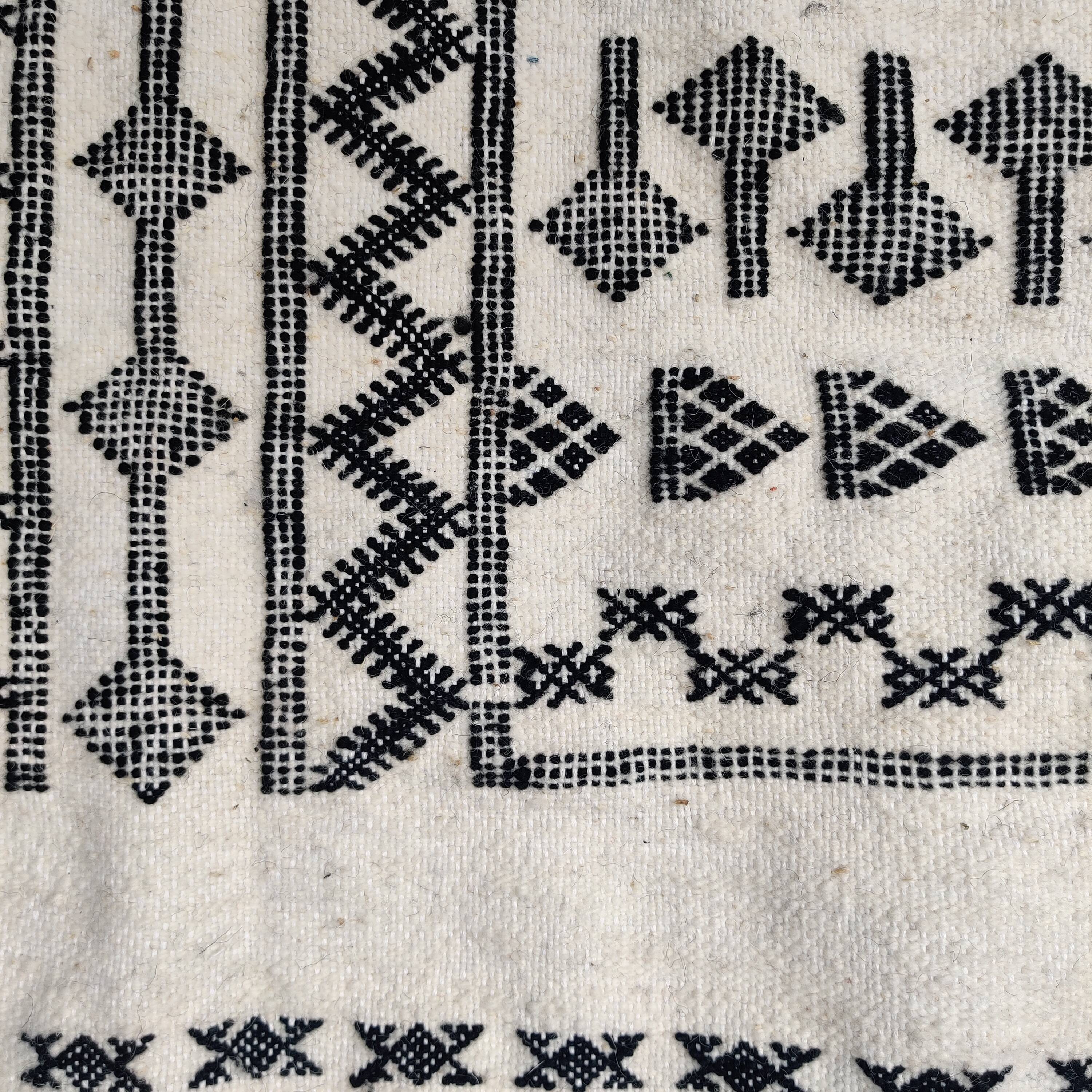 Moroccan carpet kilim white and black, 240x150 cm