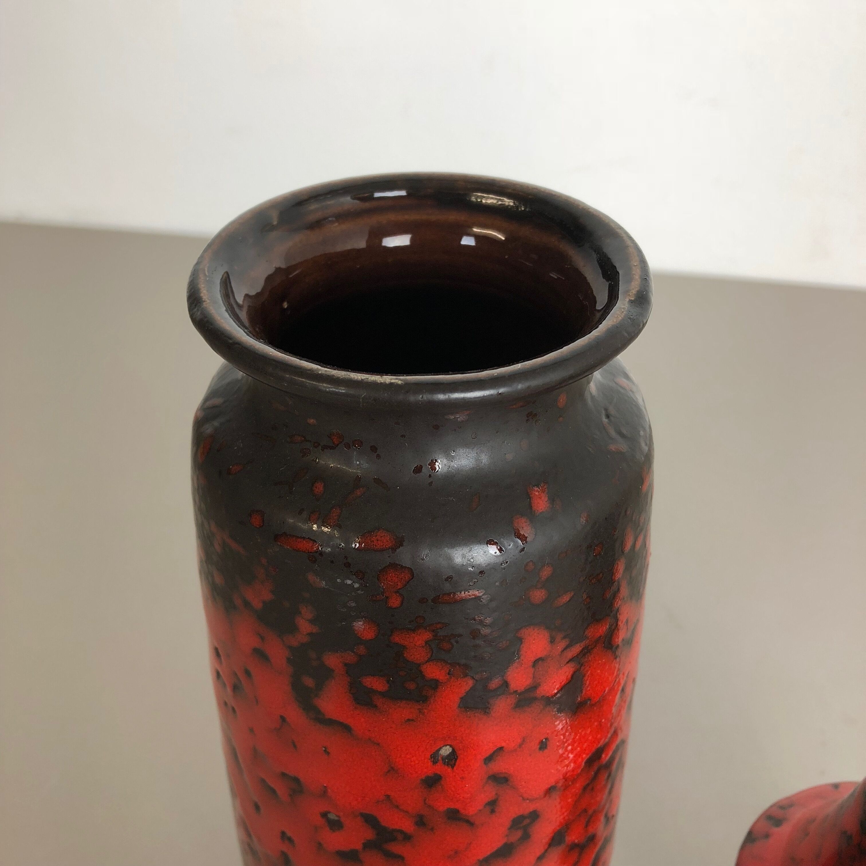 Set of two pottery fat lava vases "multi-color" by Scheurich, Germany, 1970