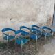 Set of 6 vintage Italian design chairs in leather and chrome metal.