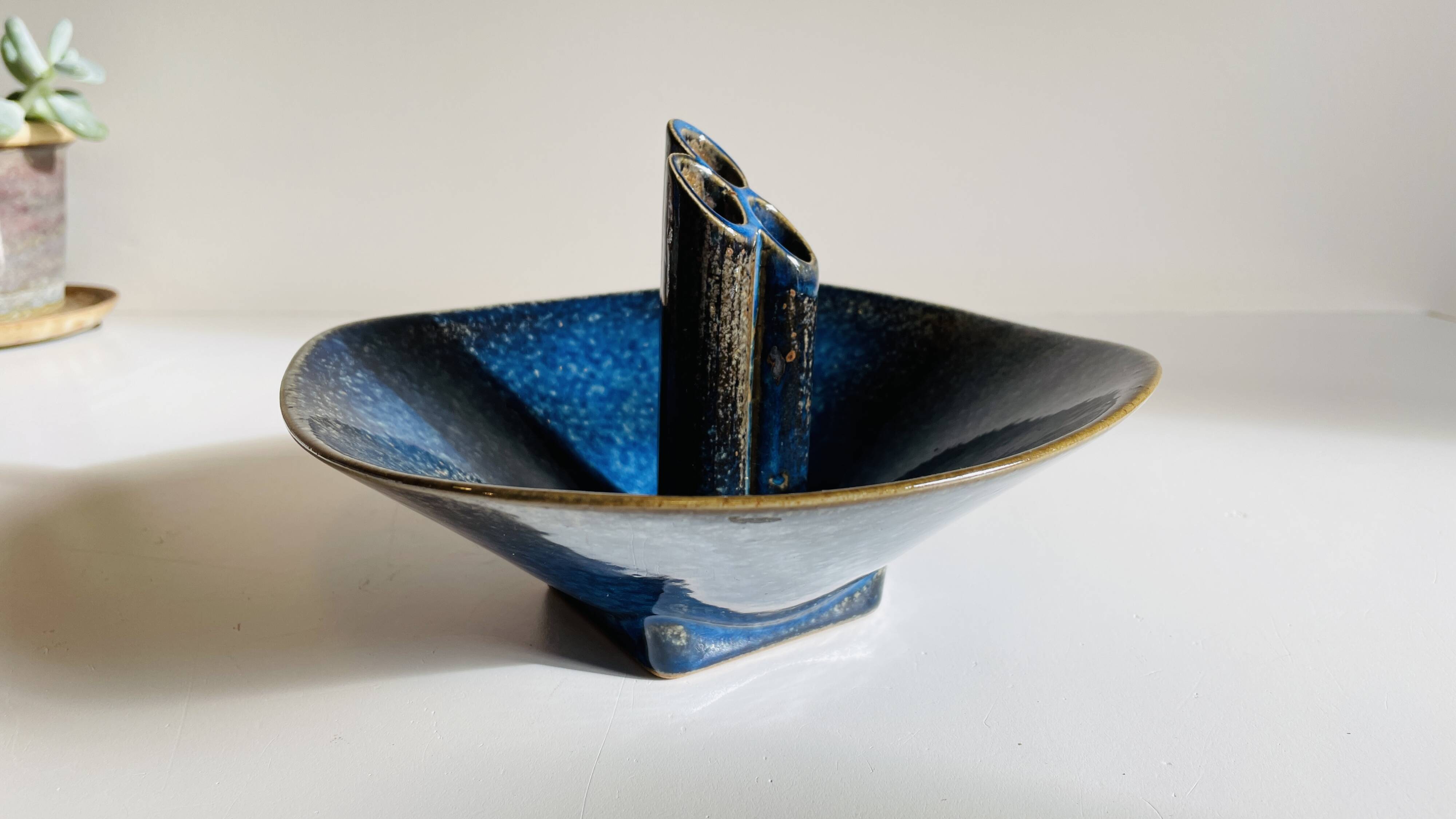 Vase céramique bleue vintage