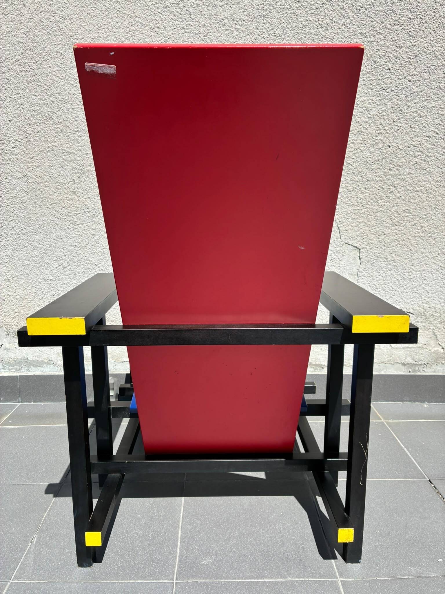 Vintage Gerrit Rietveld Red Blue Chair | De Stijl Bauhaus Icon 1918 Design
