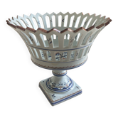 Fruit bowl / openwork basket in Malicorne earthenware, 20th century.
