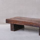 Brutalist Wooden 'Sleeper' Mid-Century Dutch Coffee Table