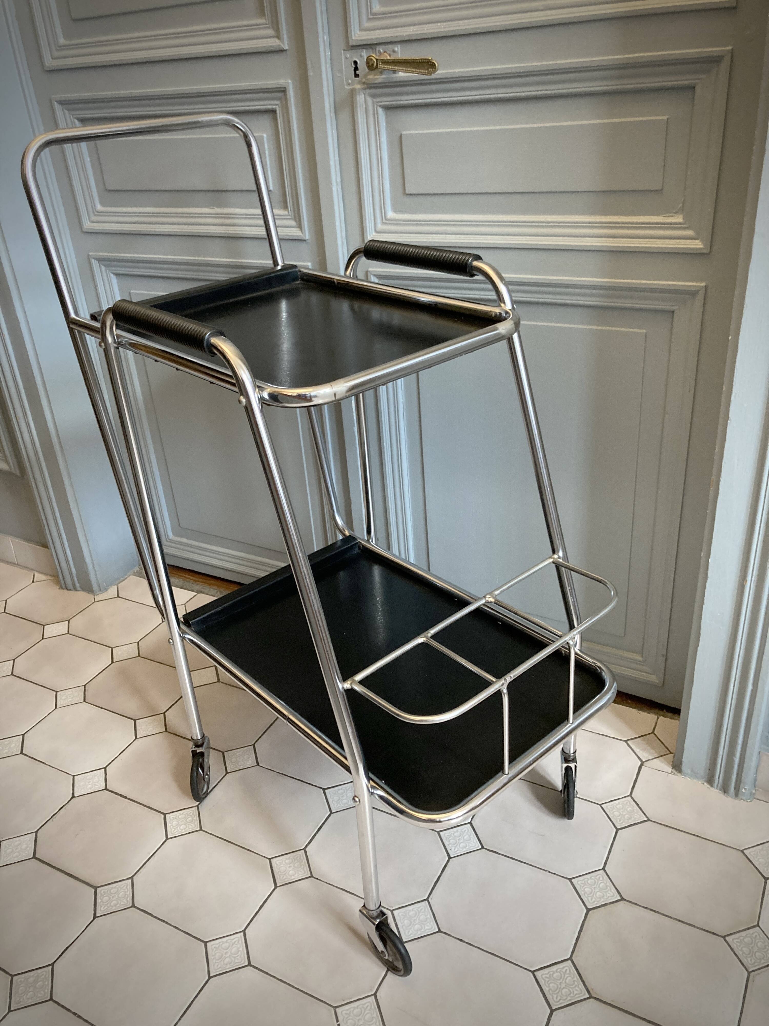 French Regency style metal serving trolley 1950