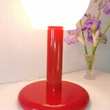 Mushroom lamp in lacquered steel and opaline, bubble gum, space age, 1970