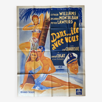 Affiche cinéma originale "Dans un ile avec vous" Esther Williams 120x160cm 1948