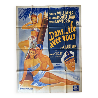 Affiche cinéma originale "Dans un ile avec vous" Esther Williams 120x160cm 1948