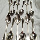 Set of 12 silver metal table spoons from christofle model "spatours"