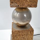 Vintage 1970 lamp in cork & metal