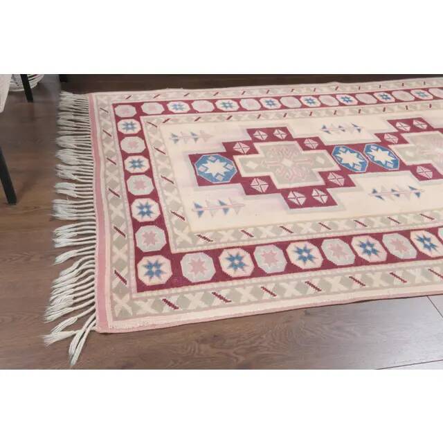 Vintage Turkish Oushak Handmade Wool Cotton Beige Area Rug 121x175