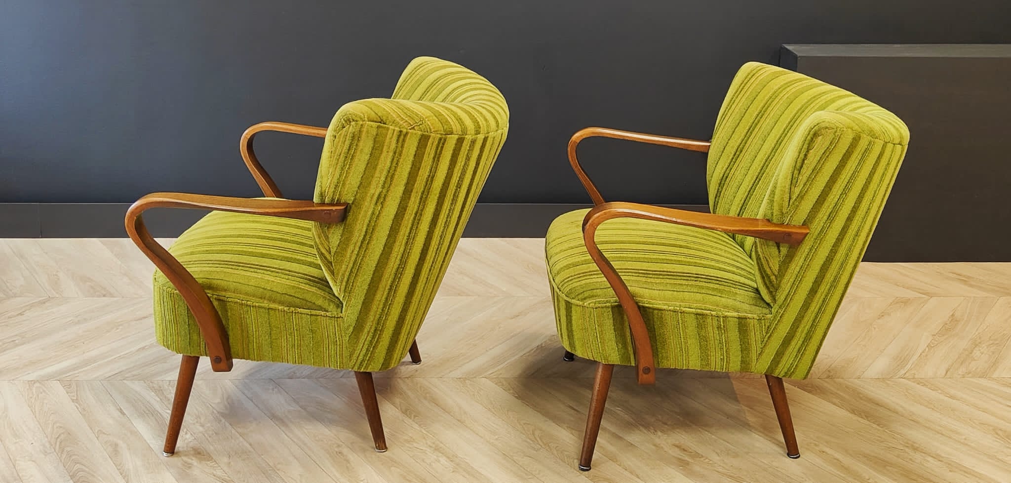 Two mid century cocktail chairs, vintage
