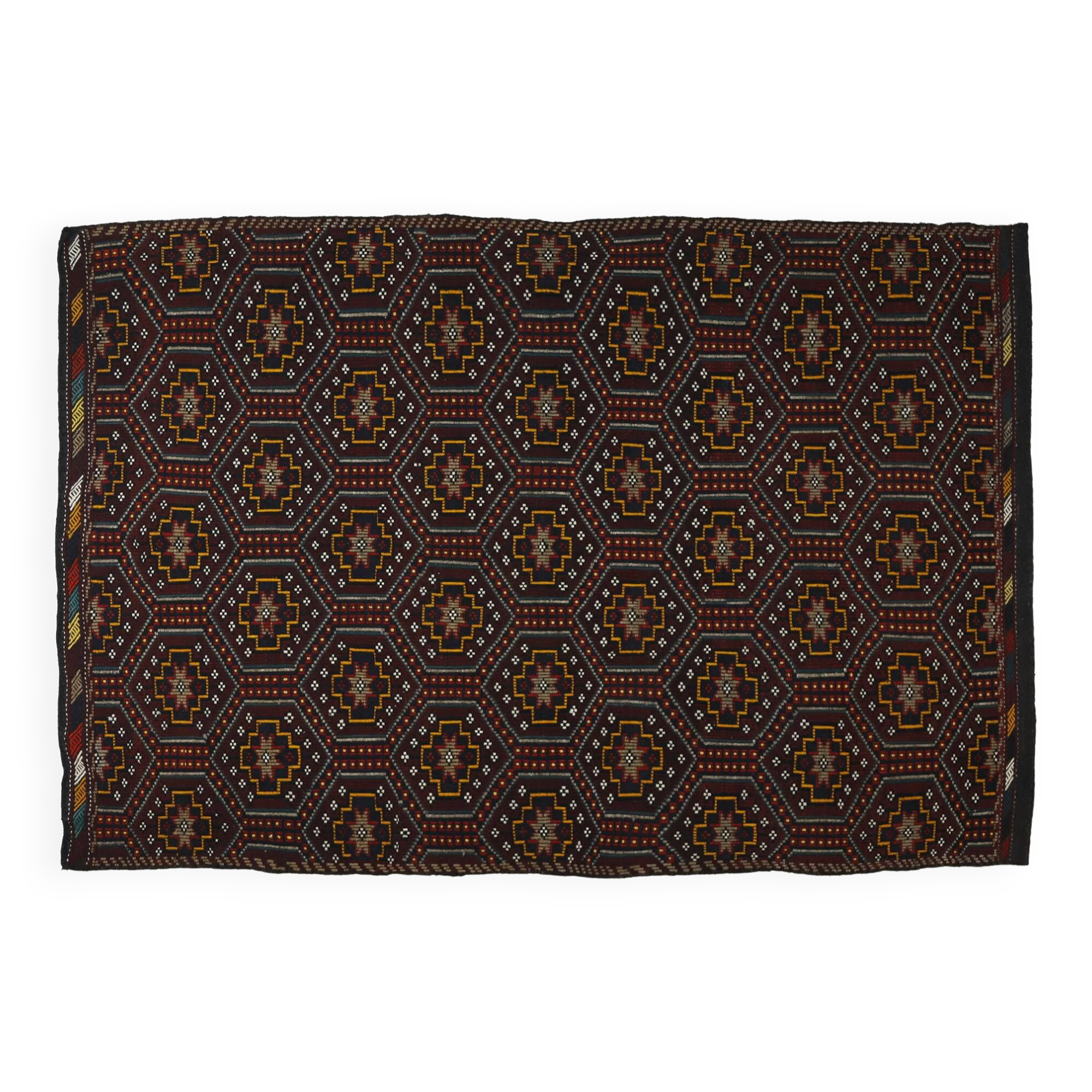 Area kilim rug ,vintage wool turkish handknotted kilim, 283 cmx 192 cm rug