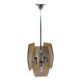 Chrome and smoked glass ceiling pendant from the 1970s.