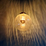 Vintage transparent cracked glass pendant, 1970s.