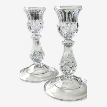Pair of torch candle holders, Cristal d Arques, Longchamp model