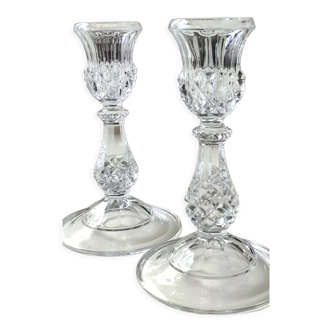 Pair of torch candle holders, Cristal d Arques, Longchamp model