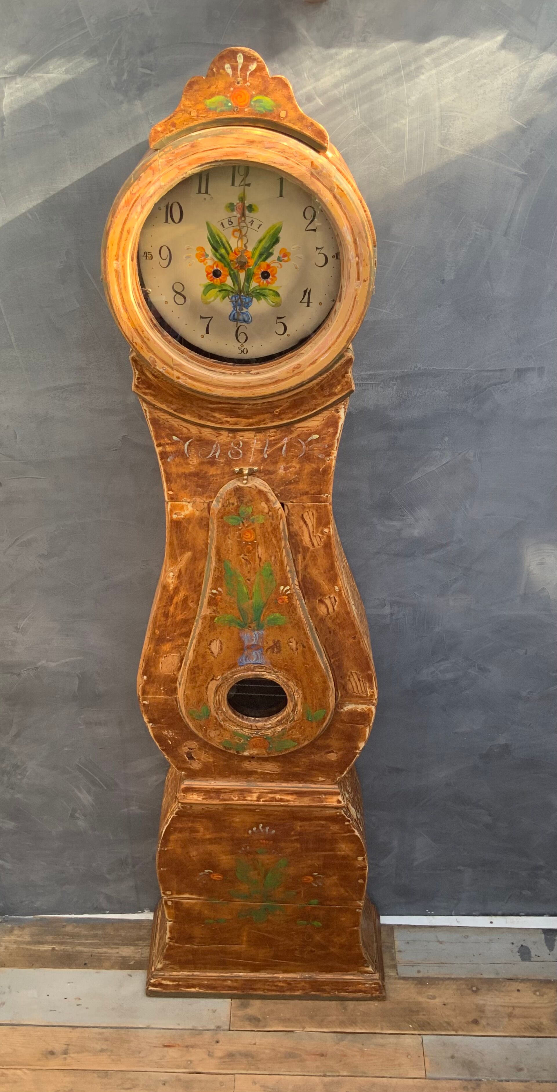 Antique swedish long case mora clock 1841