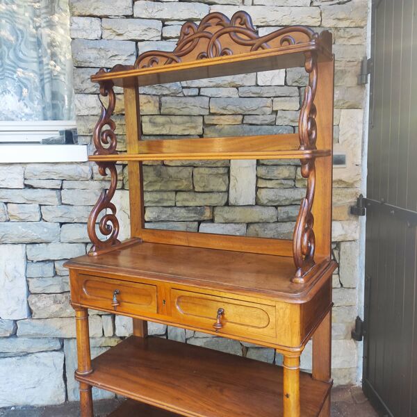 Desserte console ancienne noyer blond massif