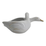 Vintage white and gold porcelain two swan planter