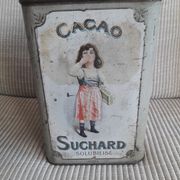 Old metal advertising box cocoa Suchard from the 30s