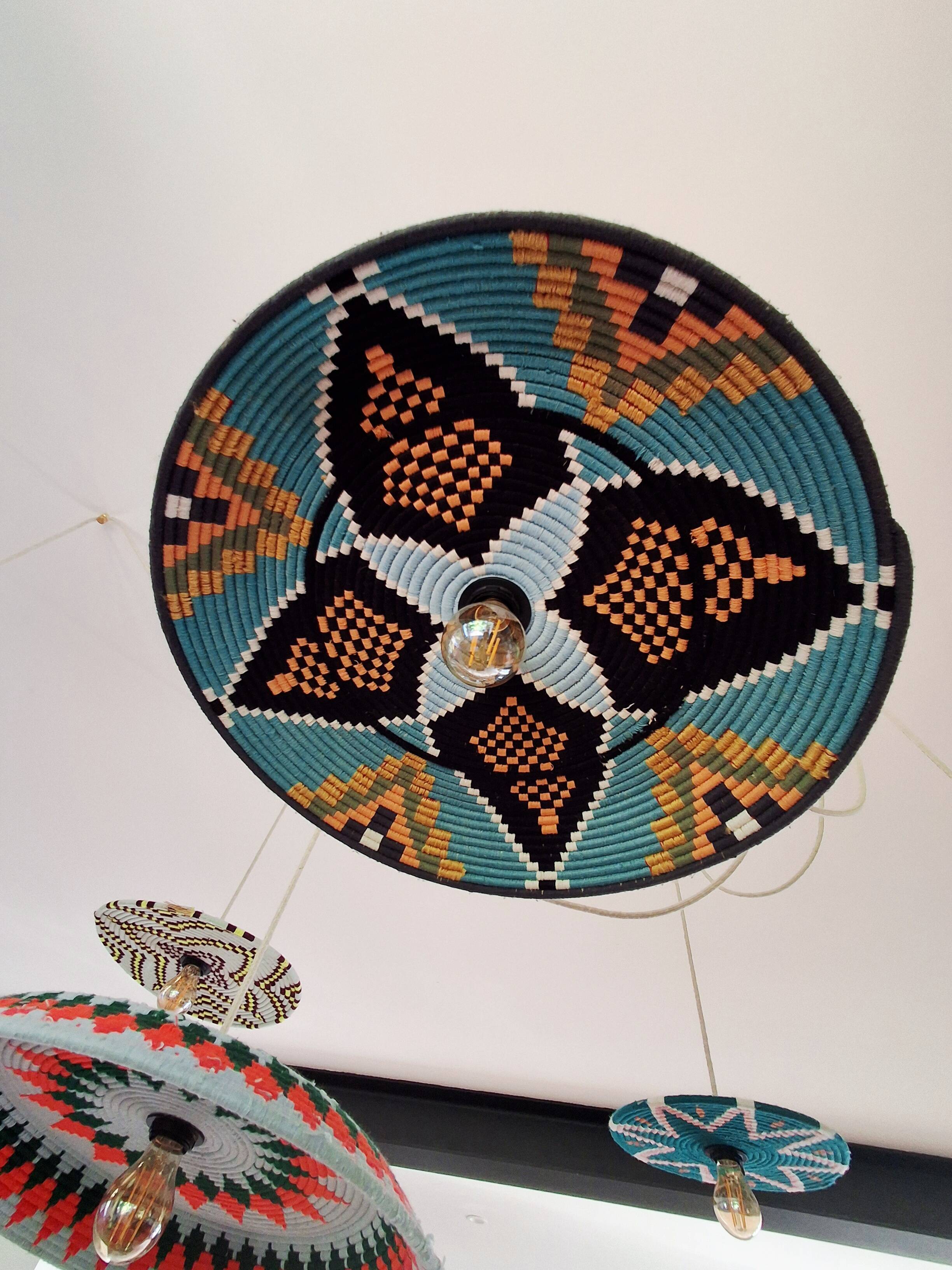 Handcrafted suspension cascade 6 lights "Moroccan Basket"