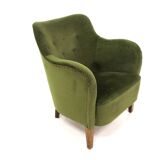Scandinavian velvet armchair, suede, 1950