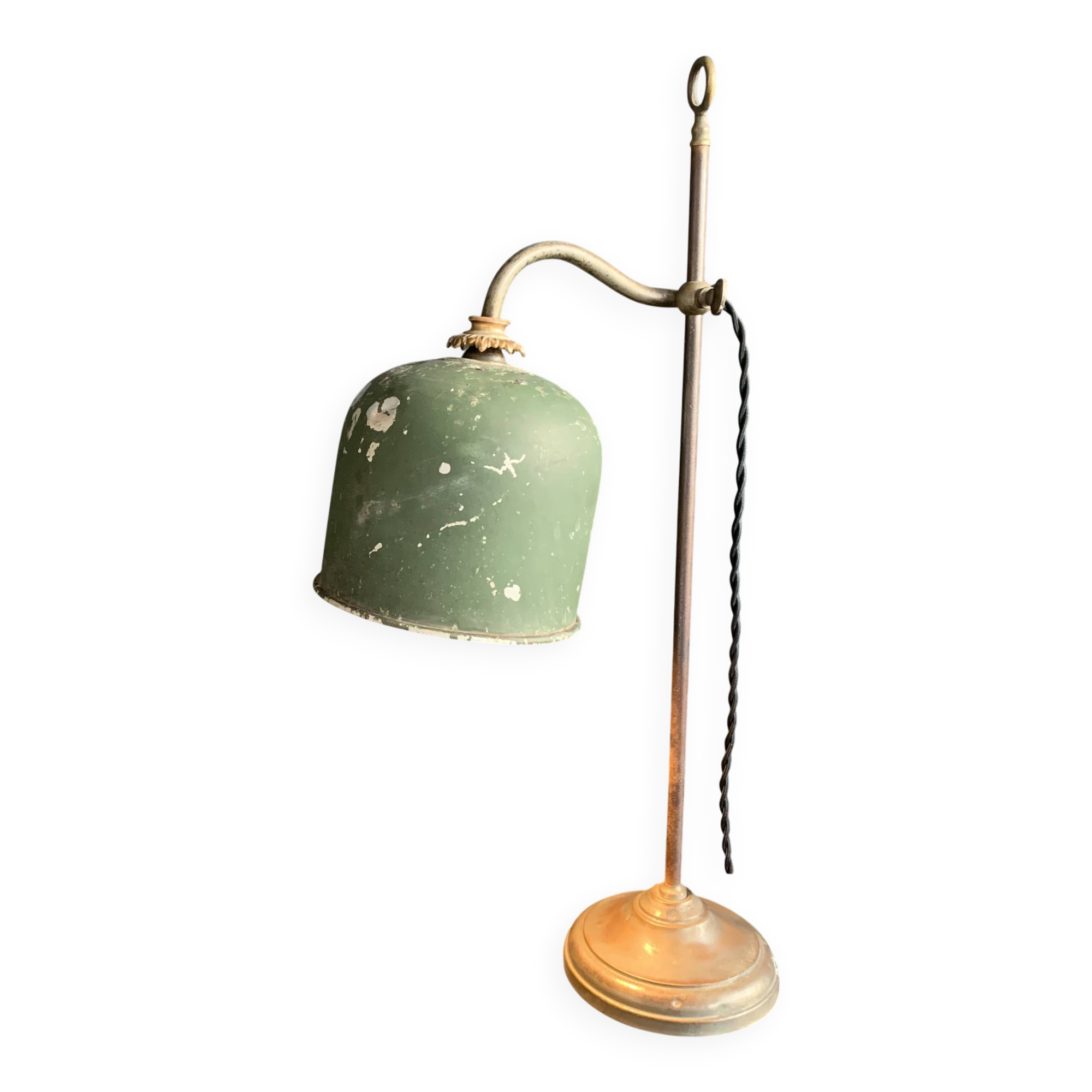 Workshop lamp, up and down, and green metal shade, 1930