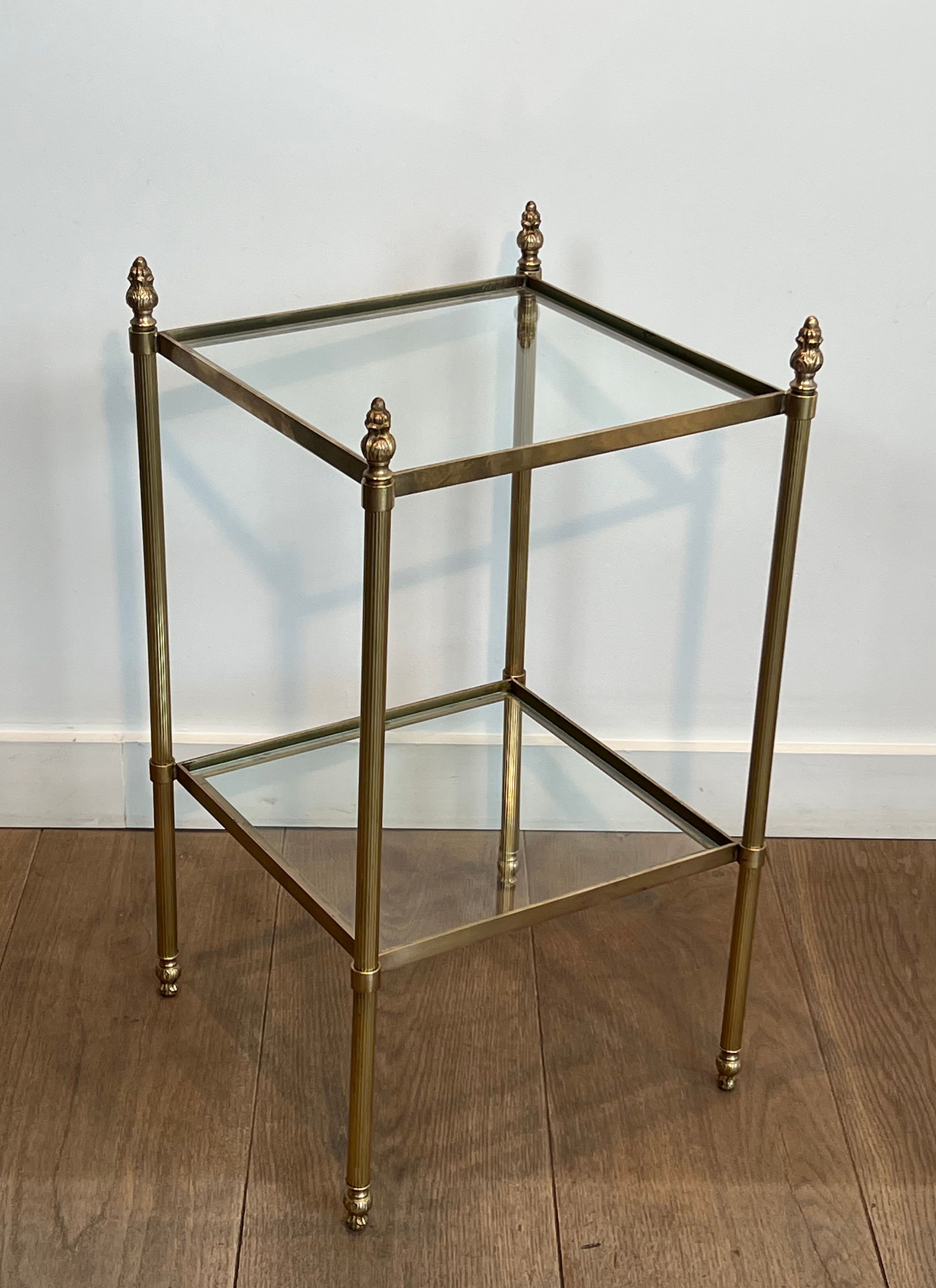 Pair of brass side tables attributed to Maison Jansen