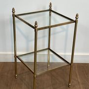 Pair of brass side tables attributed to Maison Jansen